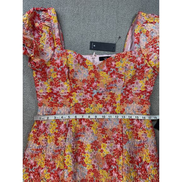 NWT Lulus Sweetest Essence Blush Floral Jacquard Pull Sleeve Mini Dress Size XL - Picture 10 of 12